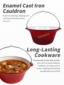 ชุดหม้อเหล็กหล่อเคลือบสำหรับแคมป์ปิ้งขายส่ง หม้อเหล็กหล่อขนาดใหญ่ความจุเยอะ - Product Image 3