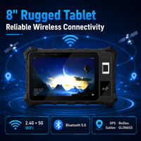 Tablet Kontrol Akses Sidik Jari Biometrik Tangguh 8 Inci Android 13 Pengenal Wajah IP67 USB-A Tipe-C RJ45 WiFi Bluetooth GPS
