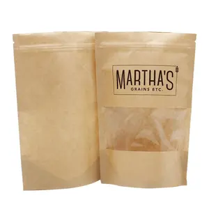 Pack Paper Bag Kraft Packaging Bags Stand Up Pouch Ziplock Food Small Brown Paper Bag With Window