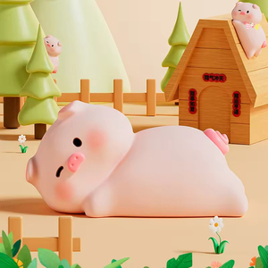 Силиконовый светодиодный ночник-свинка с USB-зарядкой, сенсорный светильник для детской комнаты и подарков, детский ночник - Product Image 2