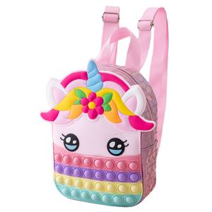 <span class=keywords><strong>Mochila</strong></span> Infantil Mini <span class=keywords><strong>Unicornio</strong></span> con Burbujas, Bolsa Escolar con Diseño <span class=keywords><strong>de</strong></span> Dibujos Animados y Silicona Arcoíris para Niños - Product Image 1