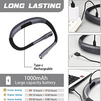 Luz de Lectura Recargable para el Cuello con 3 Temperaturas de Color, Brillo Ajustable, 1000mAh, Tipo-C, Manos Libres