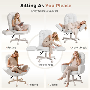 Fauteuil de bureau inclinable moderne en cuir PU, dossier épais et rembourré, accoudoirs pivotants et réglables, ergonomique, adapté aux animaux domestiques, pour salon - Product Image 5