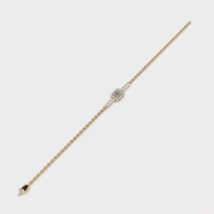 Pulsera de tenis de alta calidad Diamante vinculado con VVS Chapado en plata 18K Oro amarillo Regalo para ella - Product Image 4