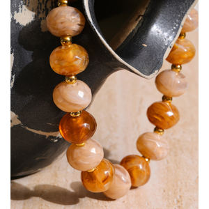 ג 'ינו 5105 סיטונאי שני צבע ענבר צבעוני חרוזים אקריליים שרשרת חרוזים מצופה זהב נירוסטה - Product Image 3