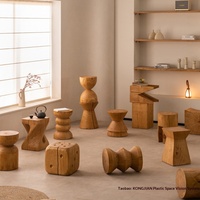 Table basse et tabouret bas en bois massif, style rétro, design sculpté en racine d'arbre, origine Chine