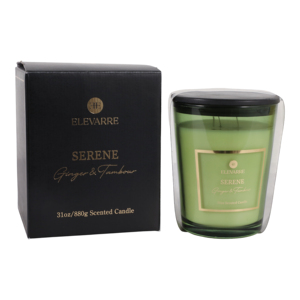 Candela Profumata ELEVARRE Serene 31oz in Barattolo di Vetro con Coperchio, Fragranza Zenzero e Tambour - Product Image 2