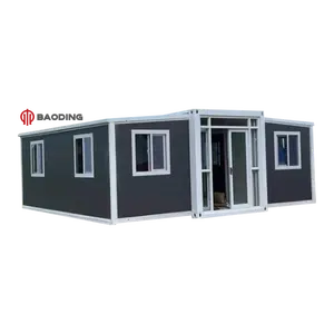 南非40英尺预制便携式框架可扩展集装箱房3卧室家具图纸