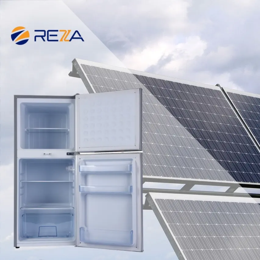 Bestes Typ von strombetriebenen Haushaltsgeräten 98 L aufrechter Doppeltüren-DC 12 V Solarkühlschrank mit Solarpanel und Batterien