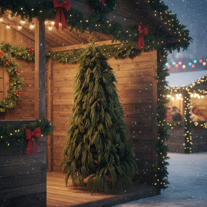 شجرة عيد الميلاد عالية الجودة بطول 6 أقدام من أوراق السرو، صديقة للبيئة مع قاعدة مخصصة للديكورات الاحتفالية - Product Image 2