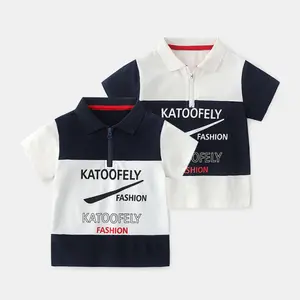 一件马球t恤印花字母颜色组合搞笑设计夏季男童韩版时尚衬衫