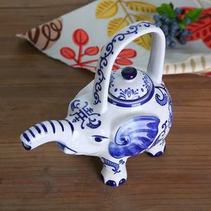 Adornos Decorativos de Porcelana Azul y Blanca Estilo <span class=keywords><strong>del</strong></span> Sudeste Asiático, Tetera con Forma de Elefante, Decoración Clásica para el Hogar <span class=keywords><strong>del</strong></span> <span class=keywords><strong>Artista</strong></span> - Product Image 4