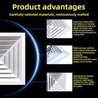 Diffuseur de plafond carré en alliage d'aluminium durable pour conduits CVC avec garantie de 2 ans pour la vente en gros et les projets CVC