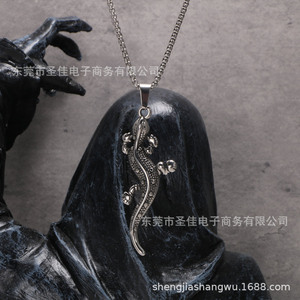 Collar con Colgante de Gecko de Acero Inoxidable para Hombre, Amuleto Animal SP1066, Joyería de Regalo - Product Image 2