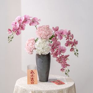 Orchidée Phalaenopsis Artificielle Énergique en PVC Caoutchouc Souple pour Mariage et Décoration Intérieure Vert Brunâtre Rouge Clair MW31008 - Product Image 1