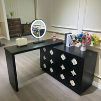 Ensemble de meubles de chambre à coucher en bois noir rétro américain, commode à six tiroirs de style nordique minimaliste moderne