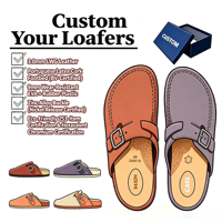 Mules en cuir style designer avec soutien de la voûte plantaire, semelle en liège respirante, chaussures décontractées d'extérieur, logo personnalisé, vente en gros d'usine