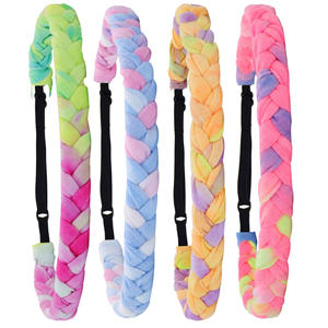Diademas Trenzadas Personalizadas para Niñas, Diademas Ajustables con Trenzas de Arcoíris para Niños, Bandas Elásticas de Tela para el Cabello - Product Image 1