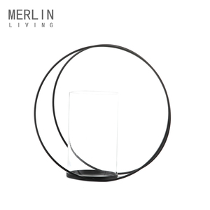 Estilo moderno decoración de metal de hierro sostenedor de vela de cristal para la decoración del hogar - Product Image 3