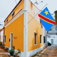 Drapeau de la République démocratique du Congo 3x5 Ft en polyester monocouche style fanion avec deux œillets en laiton pour décoration intérieure et extérieure
