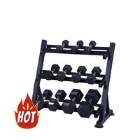 Supports hexagonaux pour haltères, support vertical en fer pour haltères, support pour haltères à 3 niveaux, haltères réglables avec support