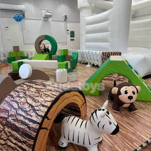 <span class=keywords><strong>Parc</strong></span> de jeux intérieur pour tout-petits, vert et brun sauvage, avec piscine à balles et équipement de jeux doux - Product Image 3