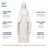 Statue religieuse de la Vierge Marie - Figurine en résine blanche artificielle sculptée à la main, imperméable, pour la décoration du jardin et de la maison