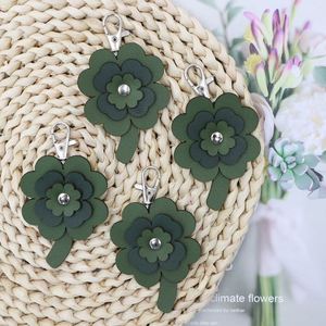 Four Leaf Pu Leather Lucky Clover Keychain Handbag Bag Charm Perfect <b>Gift</b> for Women and Friends - Product Image 5