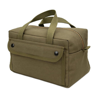 Bolsa de Lona Encerada Multiusos, Resistente al Agua, Correa Ajustable, Completamente Forrada, Doble Cremallera, Resistente, Verde Oliva, Plegable