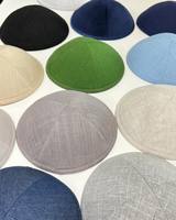 Kippa personnalisée en lin uni multicolore, Yarmulke juive en gros, Cadeaux de Bar Mitzvah, Kippot de mariage, Cadeaux Judaïca personnalisés
