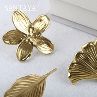 Poignées en laiton plaqué or poli Santaya, formes de feuilles et de fleurs, pour armoires de cuisine, tiroirs de chambre et meubles