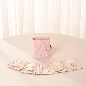 Custom Logo New Arrival A5 Travel Button Premium Leather Loose-Leaf Foldable Jewelry Storage Book <b>Clear</b> Velvet Pouch Ele Queen - Product Image 2