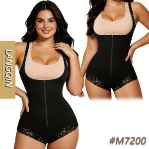 LANGQIN Cotton Liner <b>Bodysuit</b> Shapewear Front Zipper Tummy Control Butt Lifter Body Shaper - Product Image 1