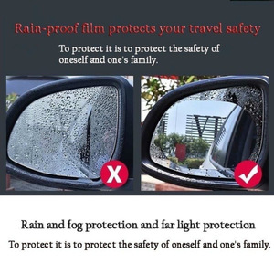Película Antilluvia y Antivaho para Espejo Retrovisor de Coche, Material PET Circular Ovalado con Toallitas de Limpieza para Protección de Ventanas - Product Image 4