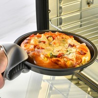 Piring hidangan makanan tugas berat, baki piza Stainless Steel, panci memasak Oven anti lengket bulat memanggang Pizza logam Set panci