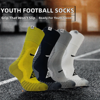 Chaussettes de football en coton pour jeunes, tricotées, antidérapantes, séchage rapide, avec revers personnalisé, grip en tissu éponge, directement du fabricant