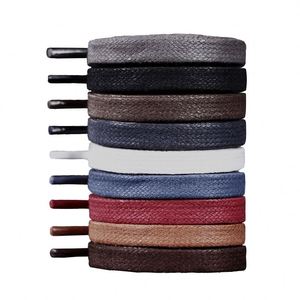 Lacets plats unisexes en coton ciré, imperméables et élastiques, pour baskets et bottes décontractées, lacets plats cirés à enfilage rapide - Product Image 1