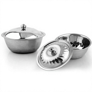 Vente en gros Ensemble de bols à mélanger modernes en acier inoxydable multifonctionnels Bol design avec couvercle à bouton en acier inoxydable - Product Image 1