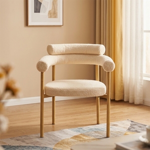 Sedia <span class=keywords><strong>da</strong></span> <span class=keywords><strong>Pranzo</strong></span> Moderna di Lusso in Tessuto Bianco con Struttura in Metallo, Super Confortevole per Casa, Ufficio, Bar, Sale <span class=keywords><strong>da</strong></span> <span class=keywords><strong>Pranzo</strong></span> Eleganti - Product Image 2