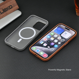 Estuche de carga inalámbrica magnética de cuero PU de proveedor de fábrica OEM para <span class=keywords><strong>iPhone</strong></span> 15 14 13 <span class=keywords><strong>12</strong></span> 16 <span class=keywords><strong>Pro</strong></span> Max Hide Estuche para teléfono móvil - Product Image 3