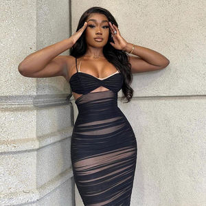 <span class=keywords><strong>Abito</strong></span> Aderente Sexy da Donna, <span class=keywords><strong>Nero</strong></span>, con Collo all'Americana, Senza Maniche, per Club, <span class=keywords><strong>Mini</strong></span> Vestito Monocolore, Abbigliamento Estivo - Product Image 1