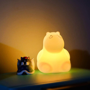 Mignon Animal Silicone Capteur Tactile LED Hippopotame <span class=keywords><strong>Veilleuse</strong></span> Couleur Changeante Respiration Sommeil Aide Cadeau Lampe pour Bébé Nouveau-Né Pépinière - Product Image 4