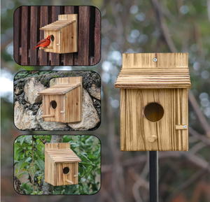 Para exteriores con poste Casa de madera para mascotas para Pinzón Bluebird Cardinals Liquidación colgante Jardín Cabañas de campo Casas de madera para pájaros - Product Image 5