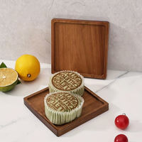 Assiette carrée en bois d'acacia poli, écologique et faite à la main, motif végétal, idéale pour les cadeaux parfaits