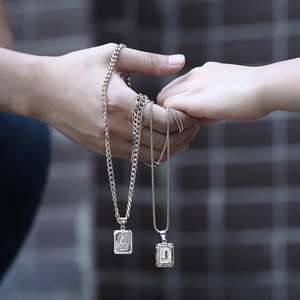 Sigla colore Sliver nome collana pendente Hiphop Punk grassetto robusto alfabeto maschile lettera Charm collana per gli uomini - Product Image 3