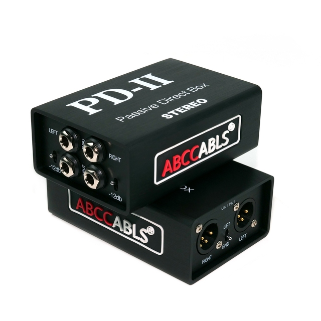 Professional ABCCABLS PD-II Passive Direct Box-Audio Isolator Eliminates Ground Loop Hum High-Z Input for Stage & Studio