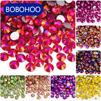 BOBOHOO nouvelles couleurs lumière série SS6-SS30 verre cristal Non Hotfix verre Flatback strass Strass cristal clair Nail Art bricolage