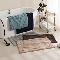 Tapis de salle de bain et de cuisine rectangulaire moderne en microfibre, jacquard diamanté, floqué, lavable en machine, absorbant l'eau, antidérapant et épaissi