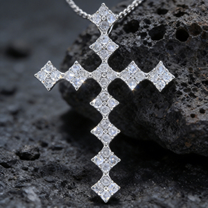 CUSTOM SILVER 10K/14K/18K GOLD PLATED LAB GROWN CVD DIAMOND CLASSIC ENGAGEMENT GIFT SWEATER <b>CHAIN</b> NECKLACE <b>CROSS</b> PENDANT VS - Product Image 4