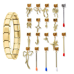 Modular Pendant DIY <b>Bracelet</b> Earrings <b>Set</b> Zinc Alloy Stainless Steel Plated Bowknot Design Gift Jewelry Fashion Accessory - Product Image 1